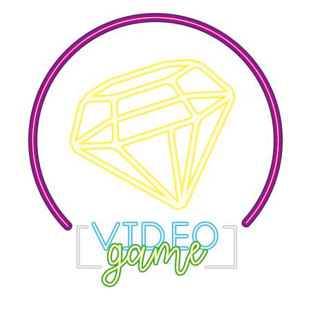 diamond button neon video game vector illustration vector illustrationのイラスト素材