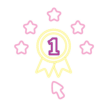 number one award neon video game vector illustration vector illustrationのイラスト素材