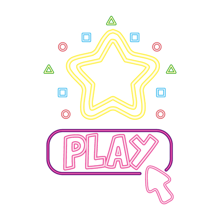 play star button neon video game vector illustration vector illustrationのイラスト素材