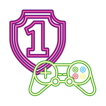 shield award controller neon video game vector illustrationのイラスト素材