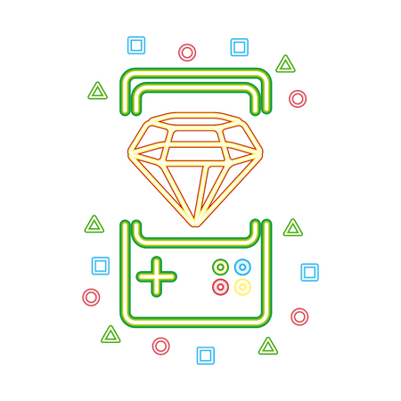 gamepad diamond neon video game vector illustrationのイラスト素材