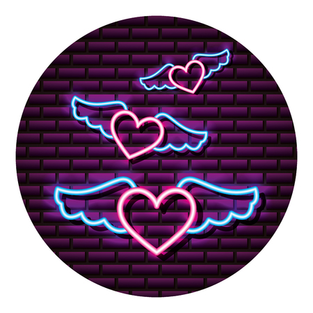 hearts with wings wall brick vector illustrationのイラスト素材