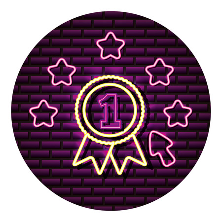 number one award neon video game wall vector illustrationのイラスト素材