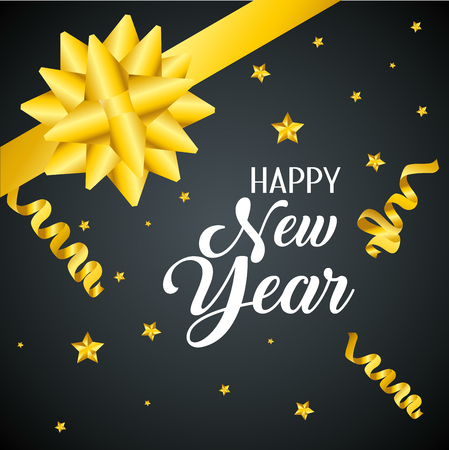 happy new year with stars decoration vector illustrationのイラスト素材