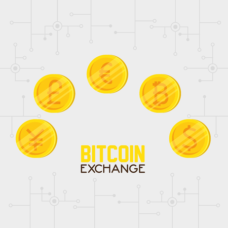 bitcoin electronic currency and virtual exchange vector illustrationのイラスト素材