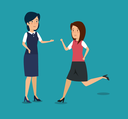 businesswomen professional teamwork cooperation plan vector illustrationのイラスト素材