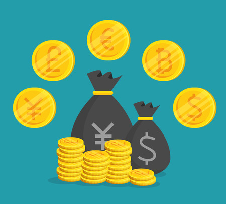international money exchange for bitcoin currency vector illustrationのイラスト素材