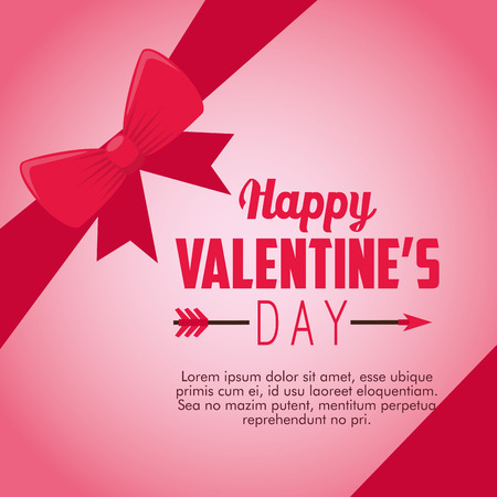 happy valentine day card with ribbon bow vector illustrationのイラスト素材