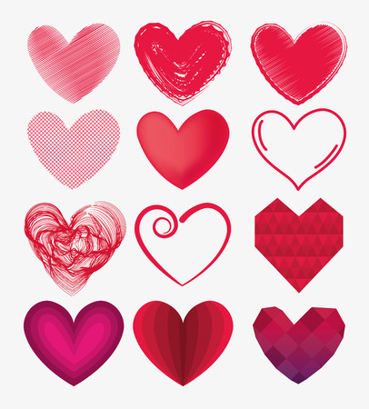 set hearts shape symbol of love and passion vector illustrationのイラスト素材