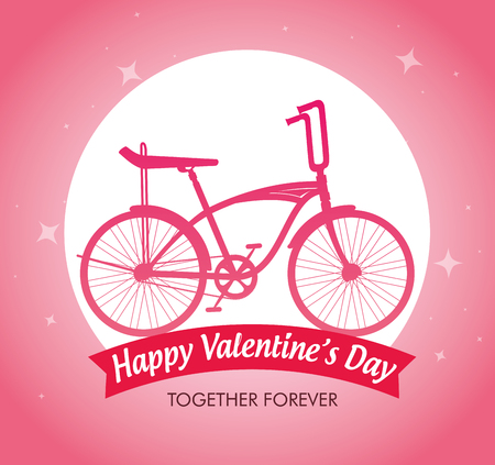 bicycle vehicle to celebrate valentine day vector illustrationのイラスト素材