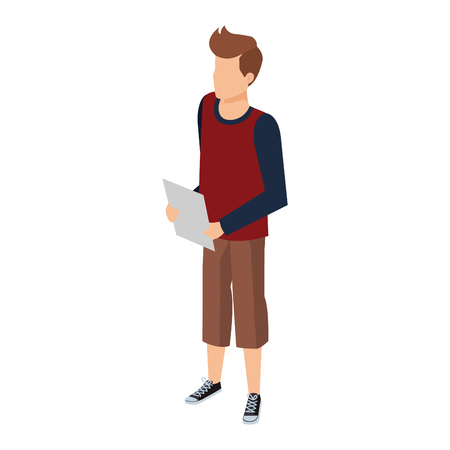young and casual man with documents vector illustration designのイラスト素材
