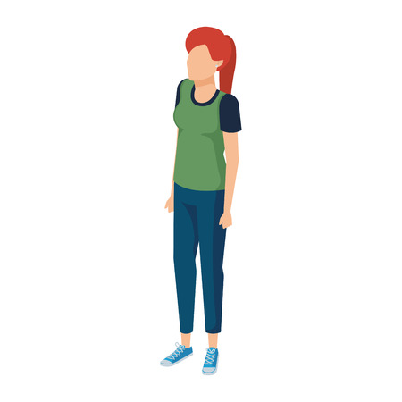 beautiful and young woman character vector illustration designのイラスト素材