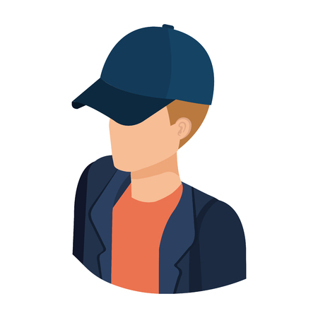 young and casual man with cap vector illustration designのイラスト素材