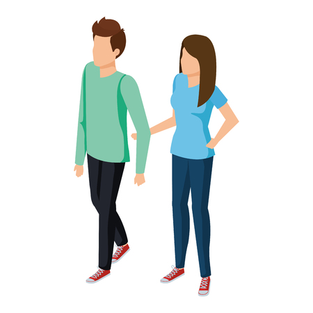 couple avatar characters icons vector illustration designのイラスト素材