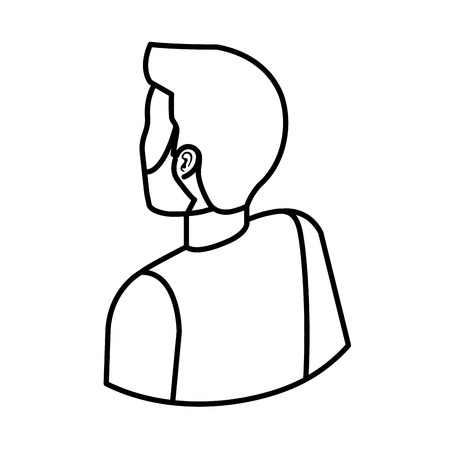 young and casual man back character vector illustration designのイラスト素材