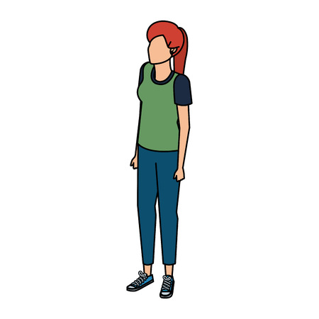 beautiful and young woman character vector illustration designのイラスト素材