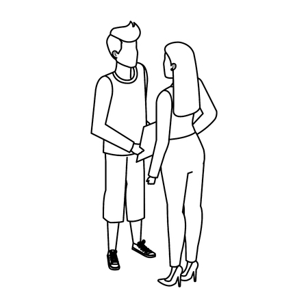 couple avatar characters icons vector illustration designのイラスト素材