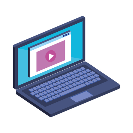 laptop computer with media player vector illustration designのイラスト素材