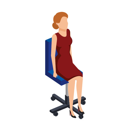 elegant businesswoman sitting in office chair vector illustration designのイラスト素材