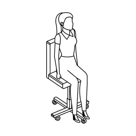 young woman in the office chair vector illustration designのイラスト素材