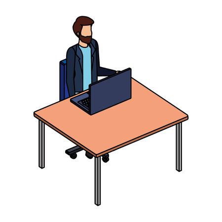 young and casual man in the workplace vector illustration designのイラスト素材