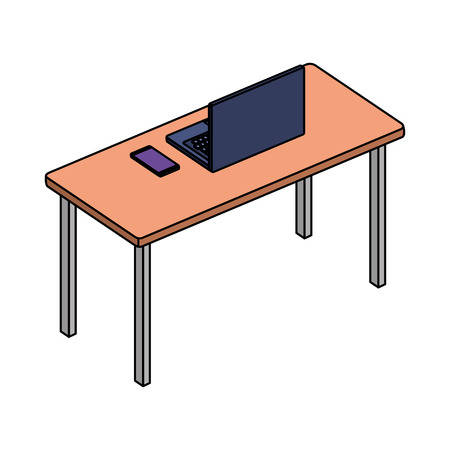 office desk with laptop vector illustration designのイラスト素材