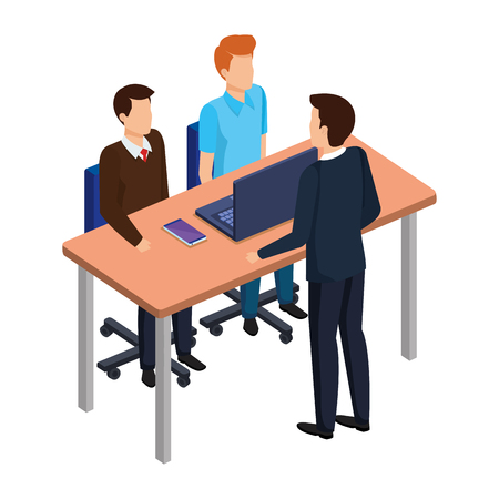 business people in the desk with laptop vector illustration designのイラスト素材