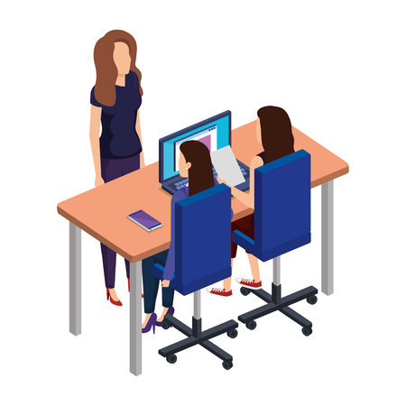 business people in the desk with laptop vector illustration designのイラスト素材