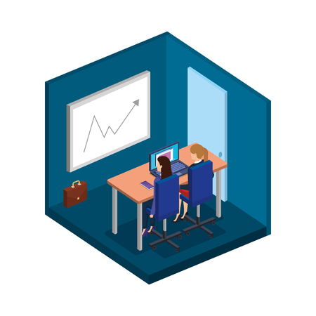 couple businesswomen in the office vector illustration designのイラスト素材