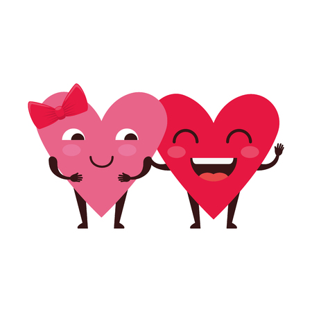 hearts love couple kawaii characters vector illustration designのイラスト素材
