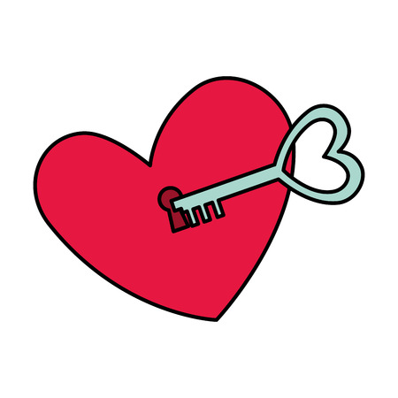 antique key with heart love vector illustration designのイラスト素材
