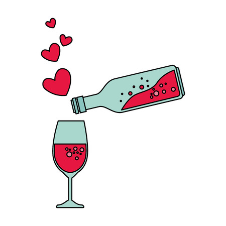 bottle and cup with hearts vector illustration designのイラスト素材
