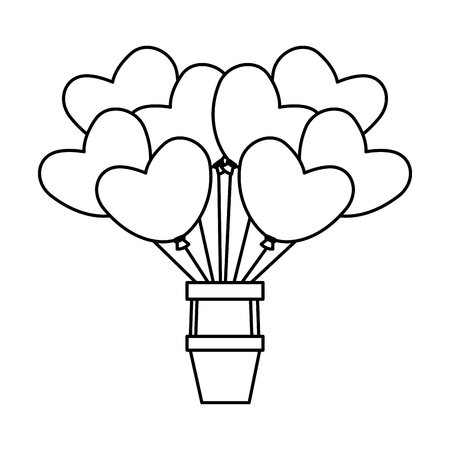 balloon air hot travel with heart vector illustration designのイラスト素材