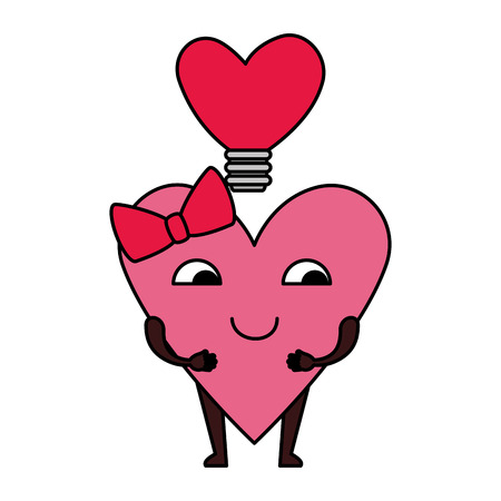 heart love female with bulb kawaii character vector illustration designのイラスト素材