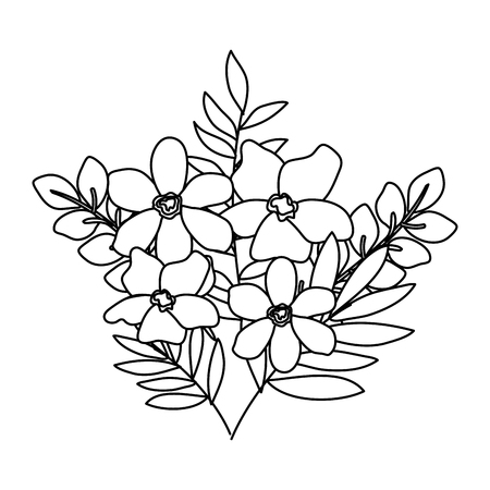 beautiful flowers and leafs decoration vector illustration designのイラスト素材