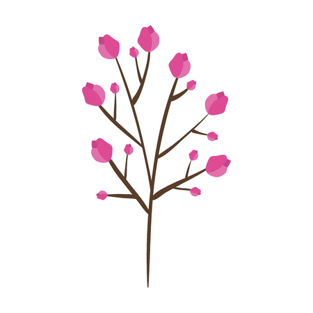branch with rose and leafs vector illustration designのイラスト素材