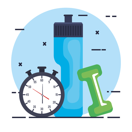 bottle gym with fitness icons vector illustration designのイラスト素材