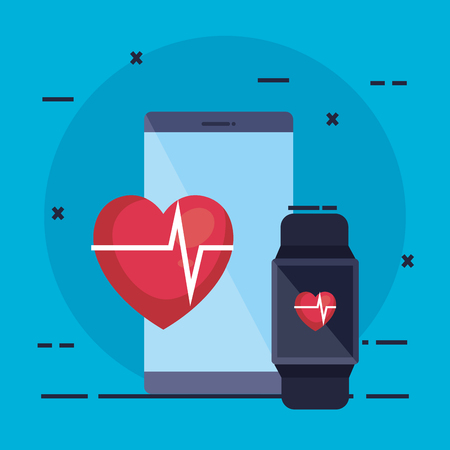 smartphone with fitness app vector illustration designのイラスト素材