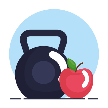 weight lifting dumbbell with fitness icons vector illustration designのイラスト素材