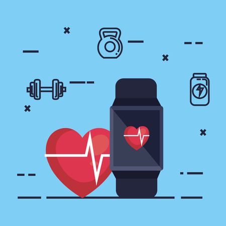 smartwatch with fitness app vector illustration designのイラスト素材