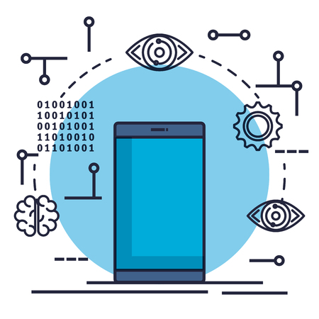 smartphone with artificial intelligence icons vector illustration designのイラスト素材