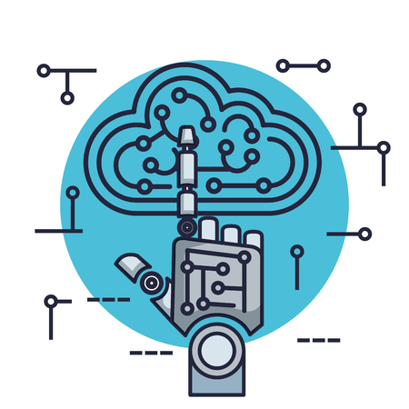 robotic hand with artificial intelligence icons vector illustration designのイラスト素材