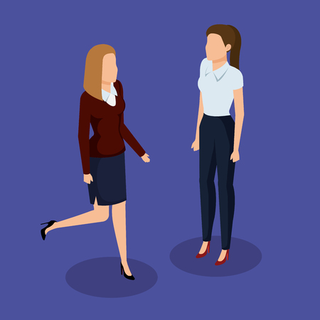 couple businesswomen avatars characters vector illustration designのイラスト素材