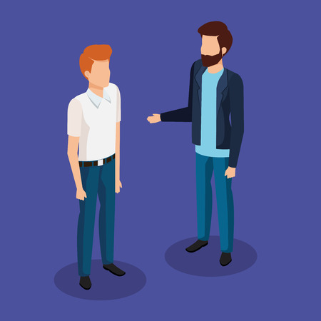 couple of men avatars characters vector illustration designのイラスト素材