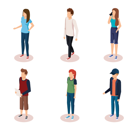 group of people characters vector illustration designのイラスト素材