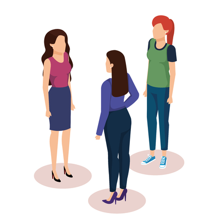 group of women characters vector illustration designのイラスト素材