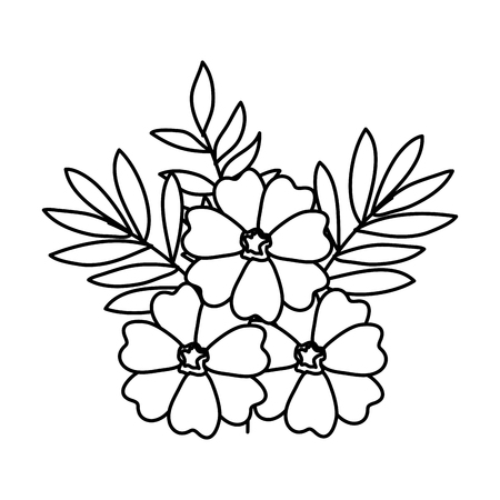 beautiful flowers and leafs decoration vector illustration designのイラスト素材