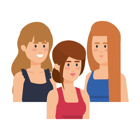 group of girls avatars characters vector illustration designのイラスト素材