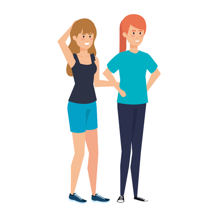 couple businesswomen avatars characters vector illustration designのイラスト素材