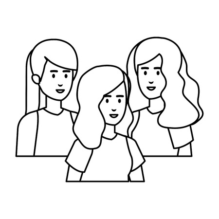 group of girls avatars characters vector illustration designのイラスト素材